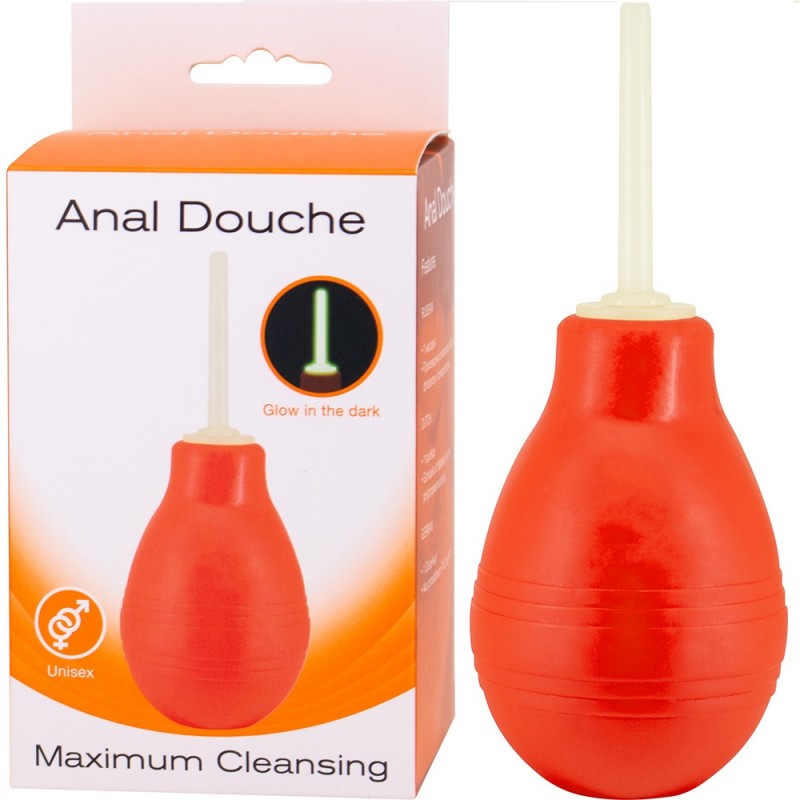 Unisex Anal Douche Red with Glow-in-the-Dark Tip